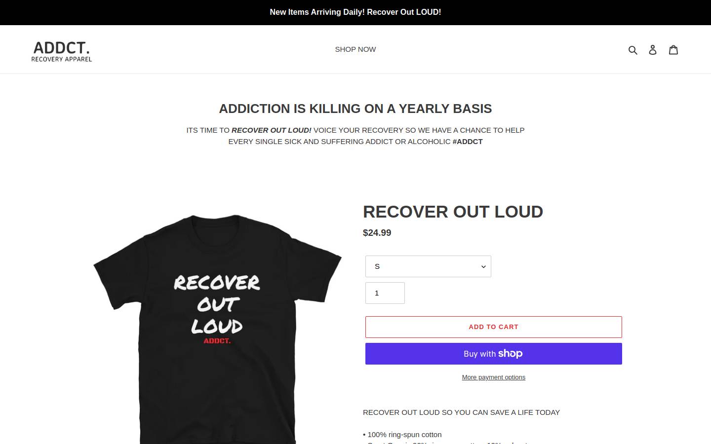 addctapparel.com homepage screenshot