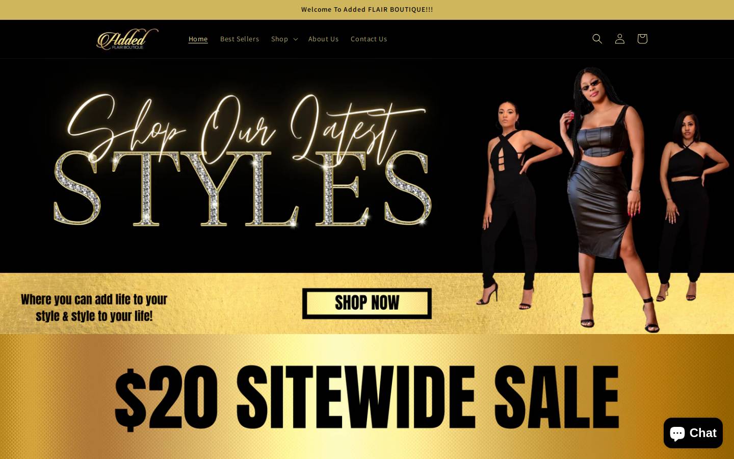 addedflairboutique.com homepage screenshot