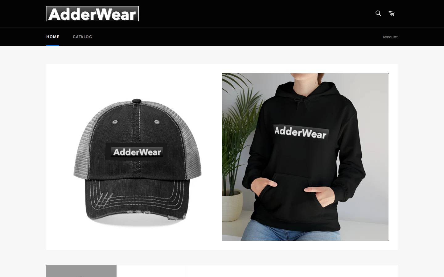 adderwear.com homepage screenshot