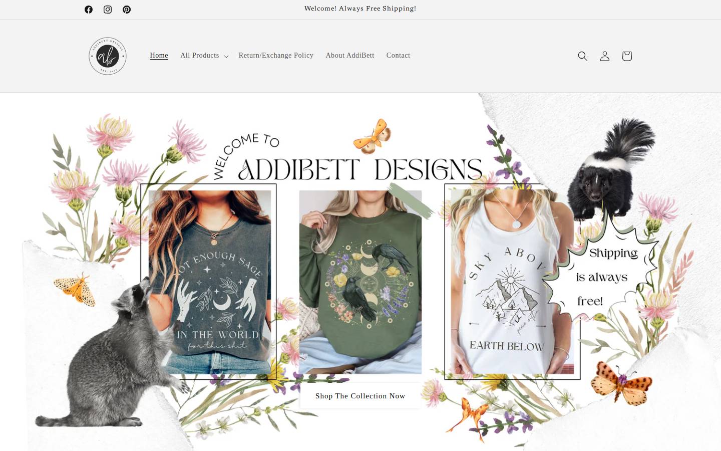 addibettdesigns.com homepage screenshot