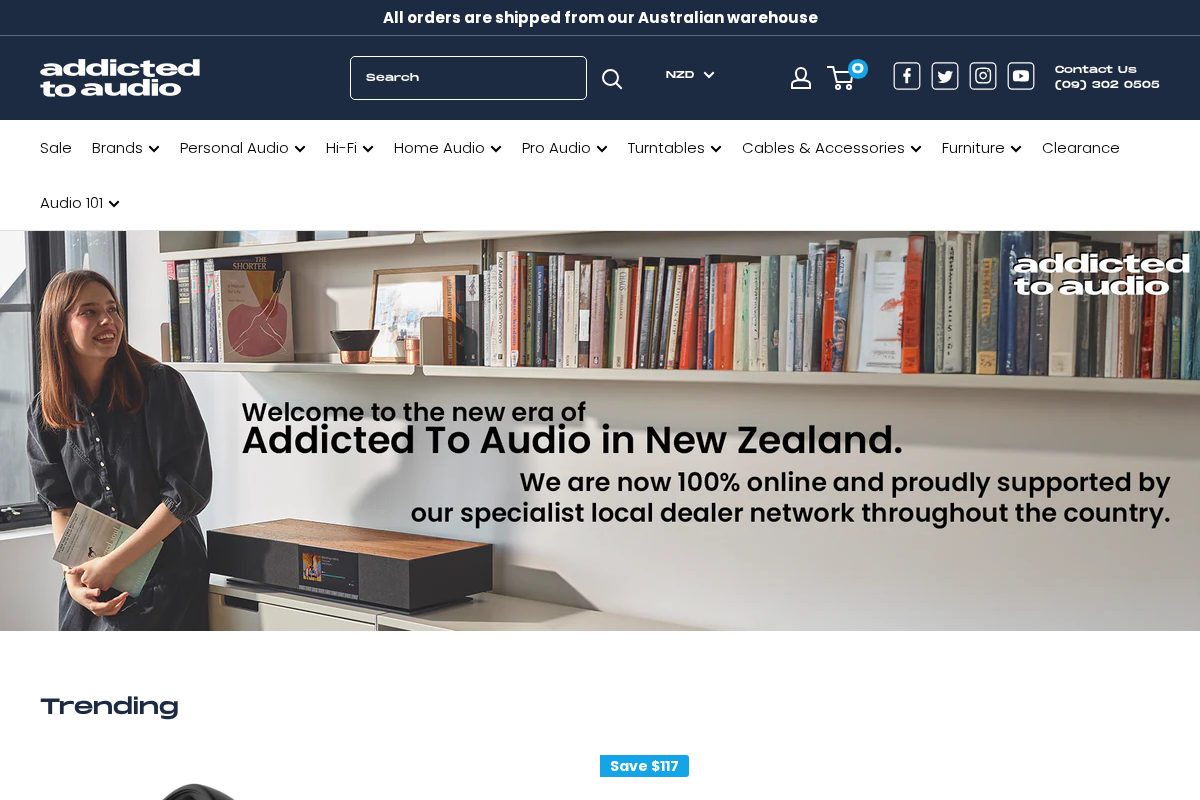 Addicted To Audio NZ homepage screenshot