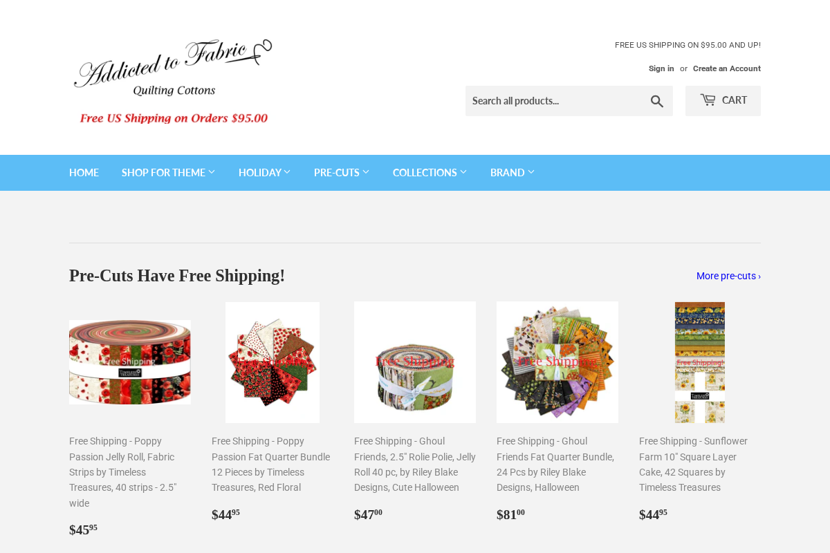 addictedtofabric.com homepage screenshot