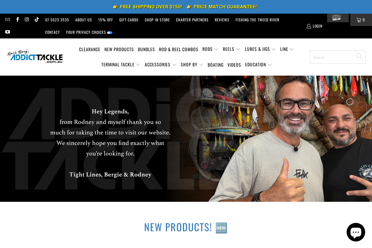 Addict Tackle homepage screenshot