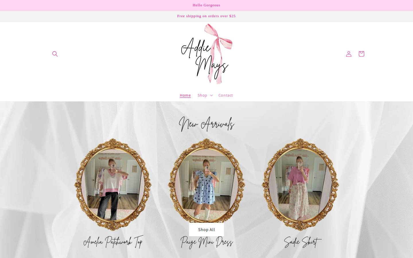 addiemaysboutique.com homepage screenshot