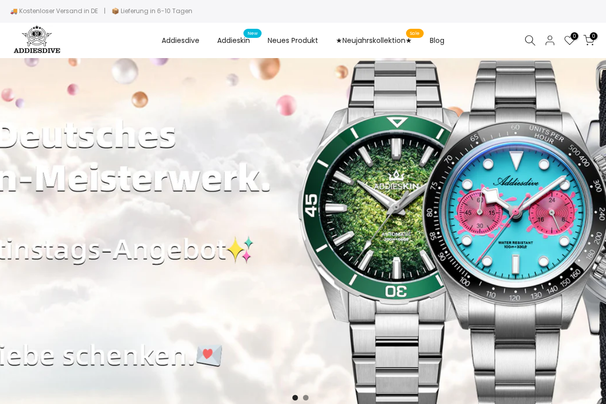 Addiesdivewatches homepage screenshot
