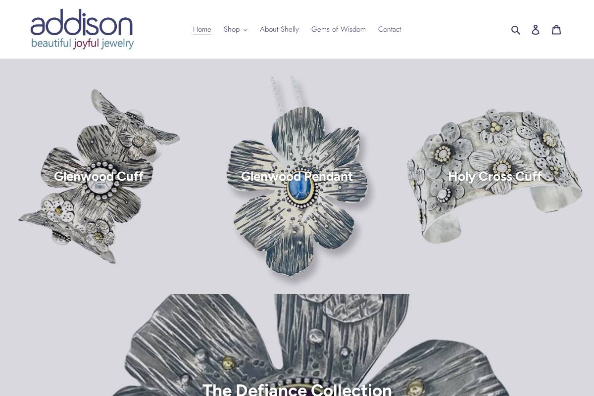 addisonjewelrydesign.com homepage screenshot