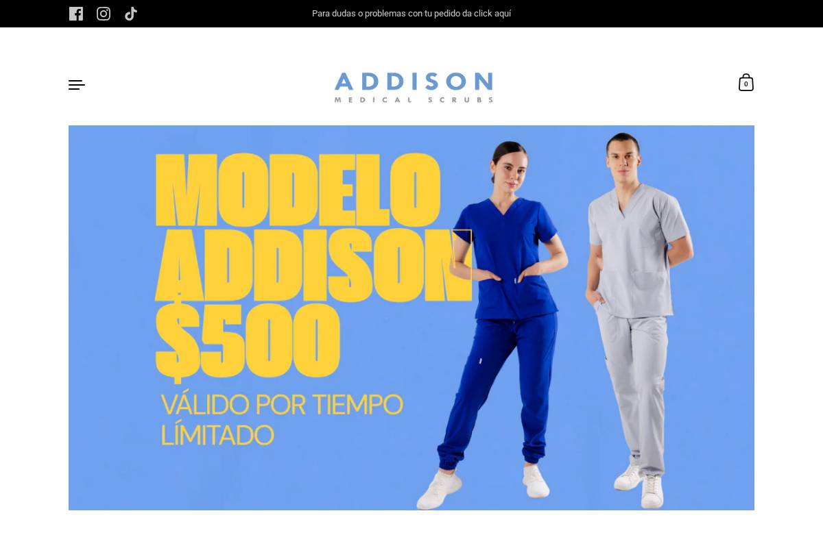 addisonscrubs.com homepage screenshot