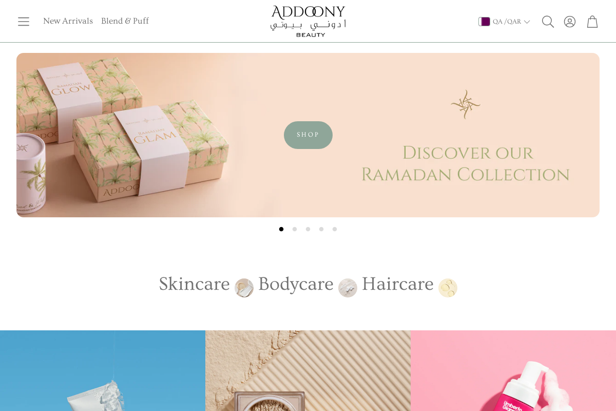 Addoony Beauty homepage screenshot