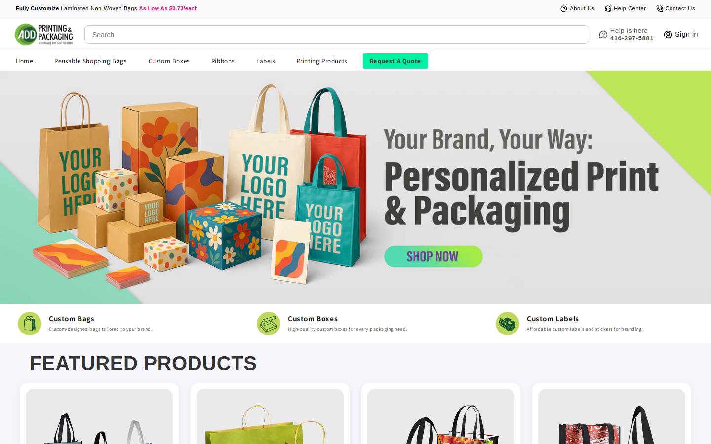 addprintingpackaging.com homepage screenshot