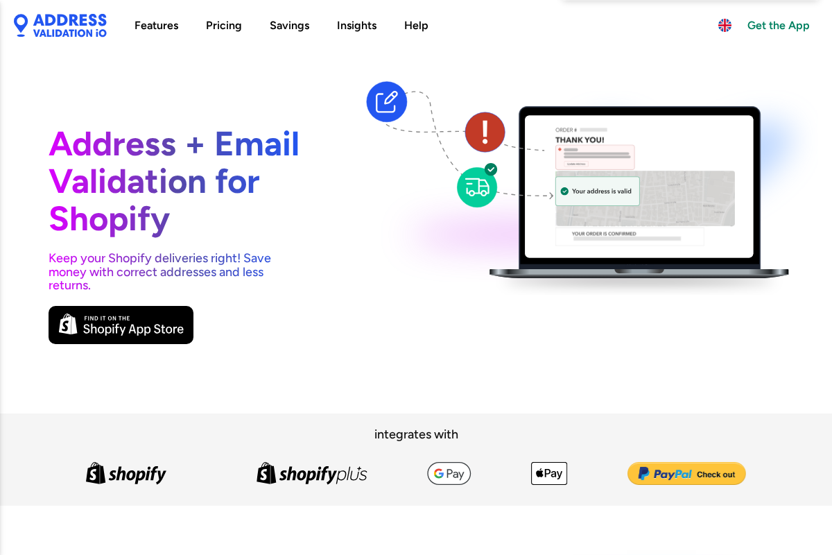 Address Validation iO homepage screenshot