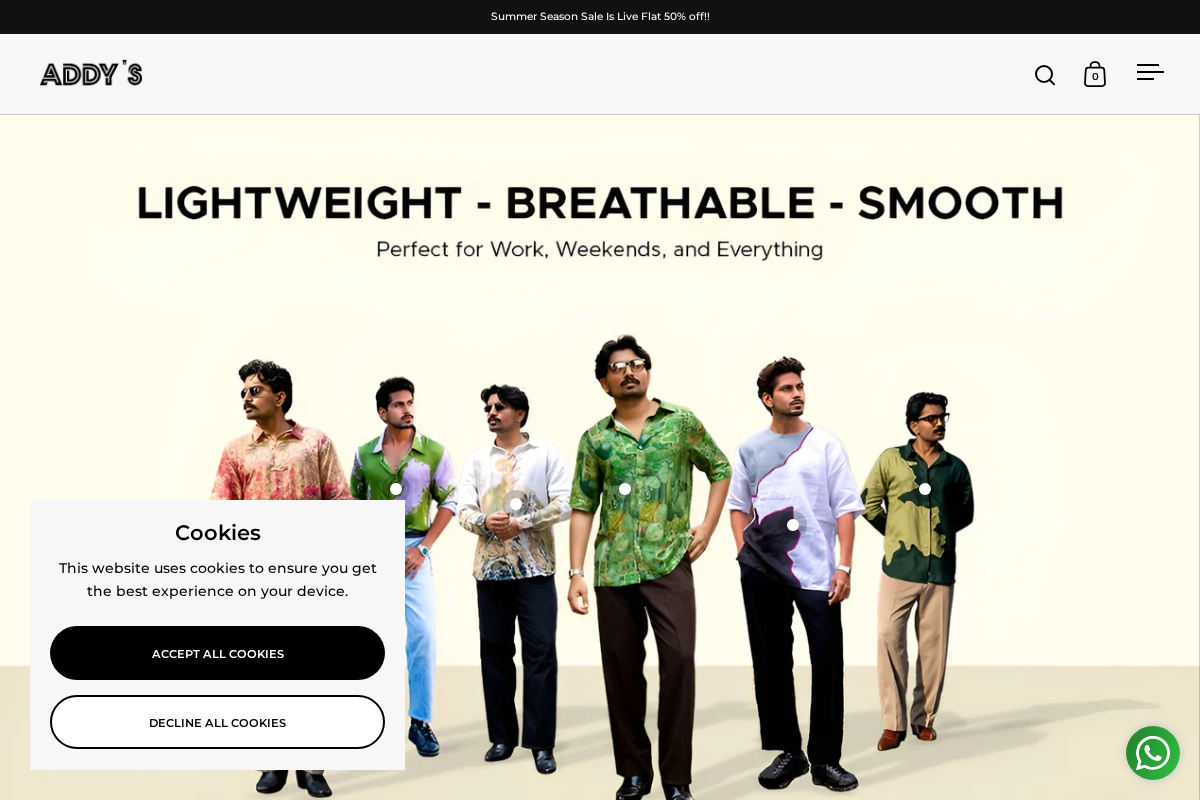 Addy's homepage screenshot