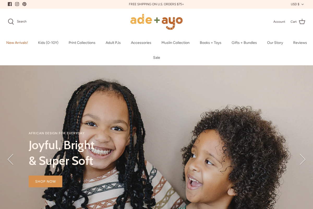 Ade + Ayo homepage screenshot