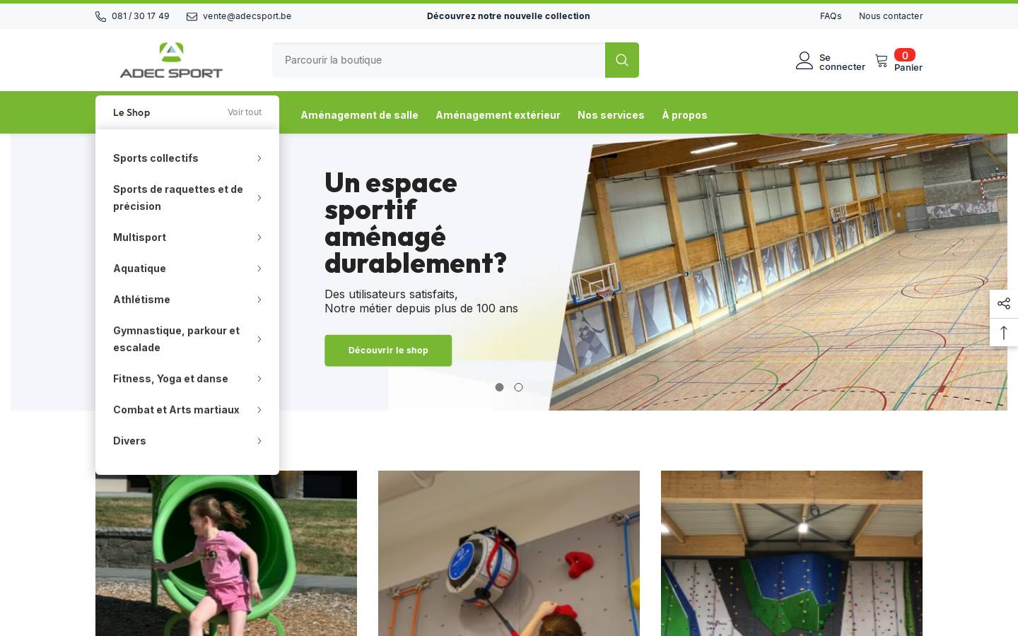 adecsport.be homepage screenshot