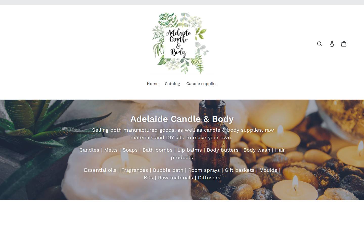adelaidecandleandbody.com.au homepage screenshot