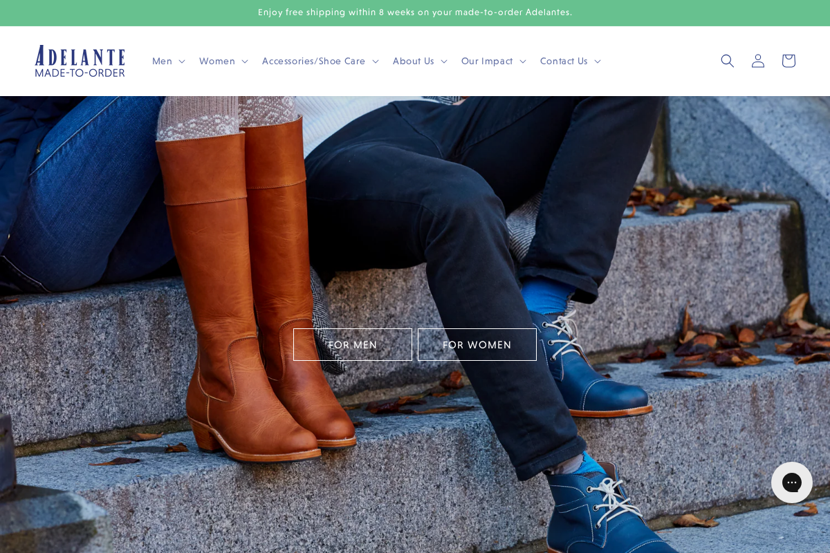 Adelante Shoe Co. homepage screenshot