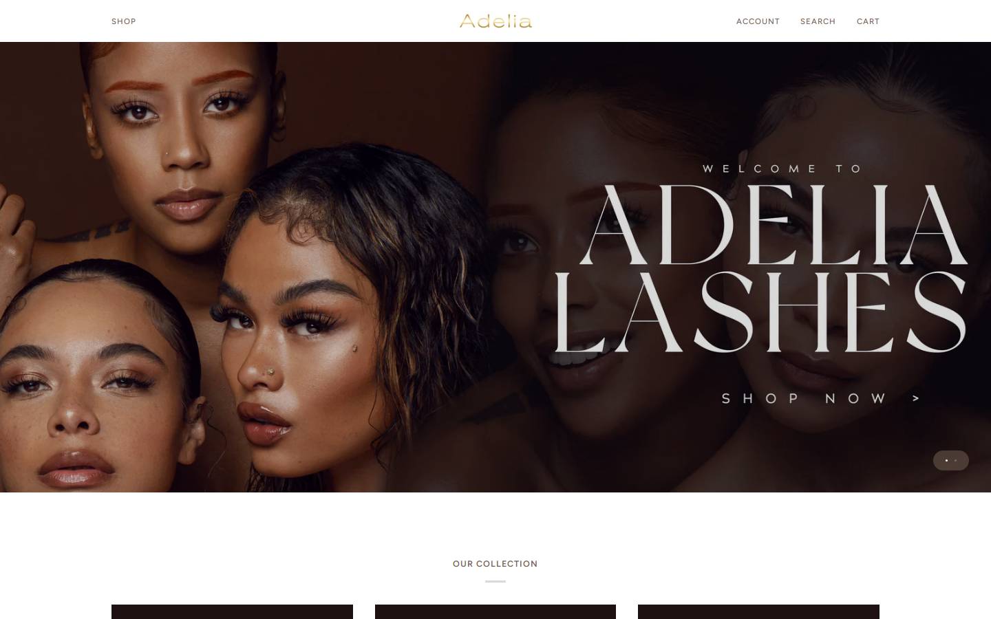 adelialashes.com homepage screenshot