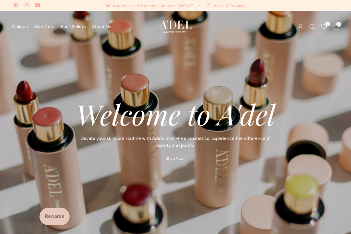 A'del Natural Cosmetics homepage screenshot