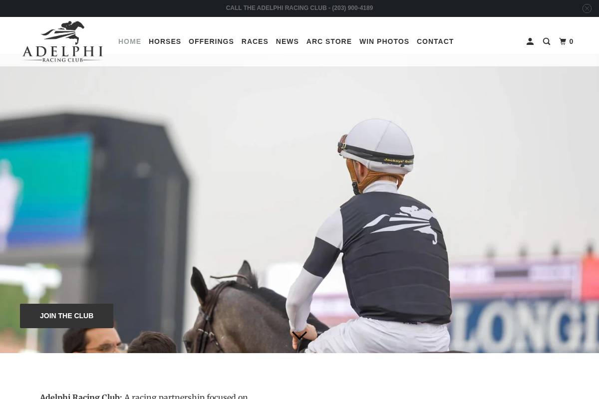 adelphiracing.com homepage screenshot