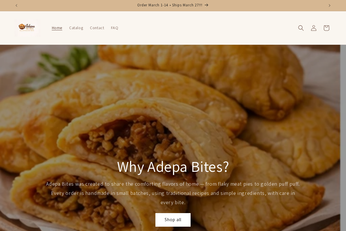 adepabites.com homepage screenshot