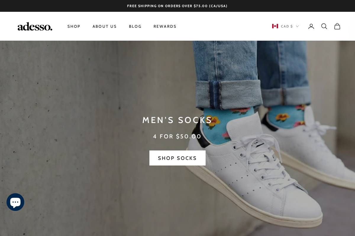 adessoman.com homepage screenshot