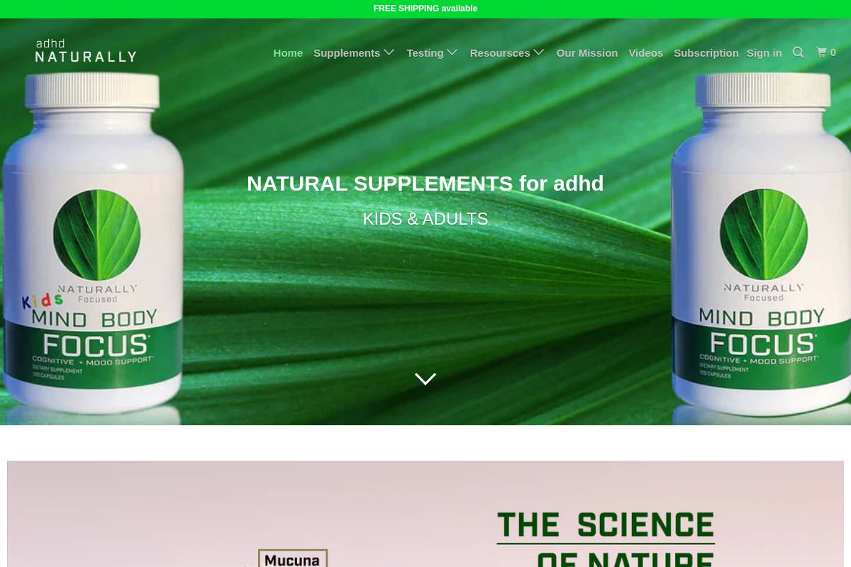 adhdnaturally.org homepage screenshot