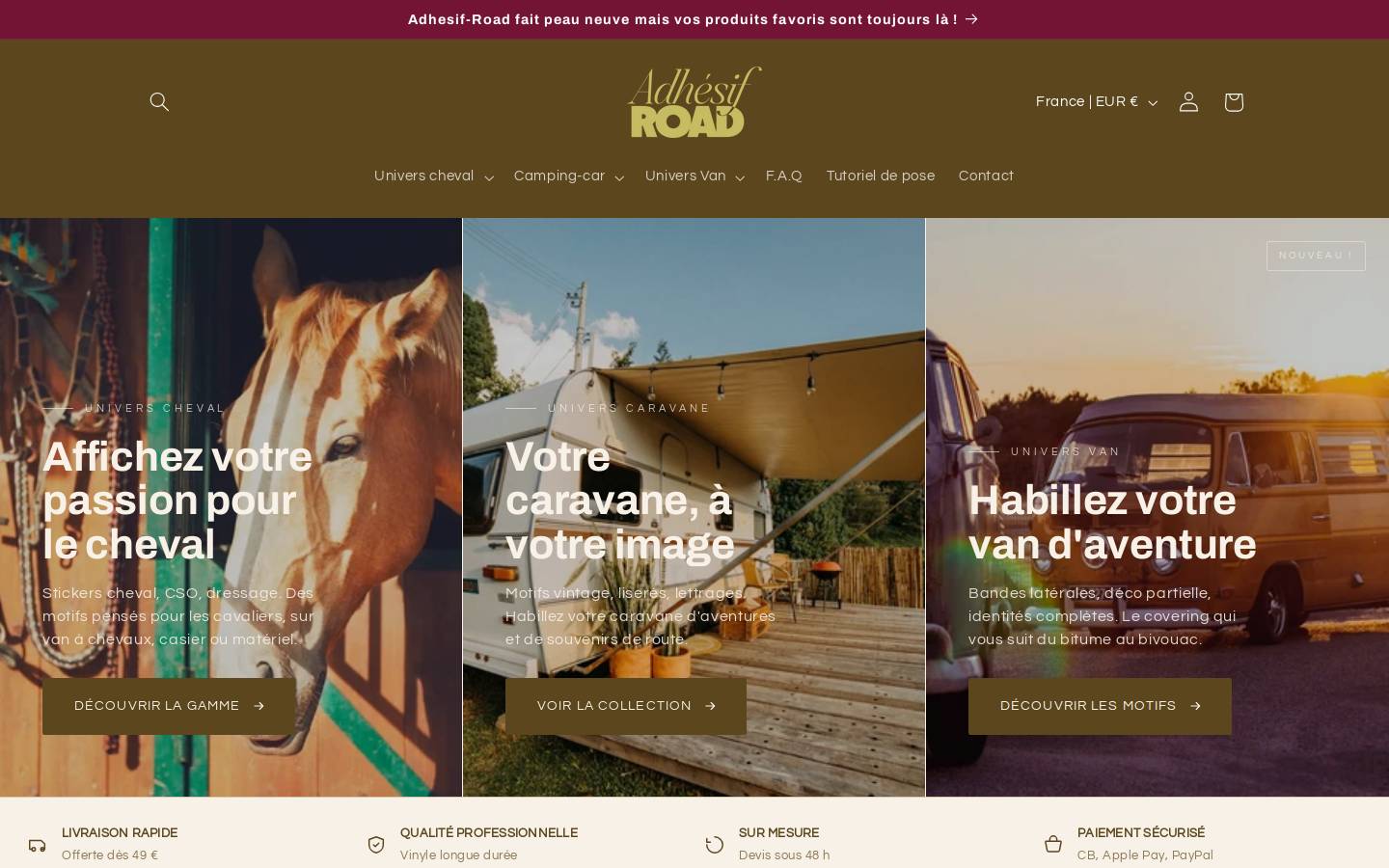 adhesif-road.fr homepage screenshot