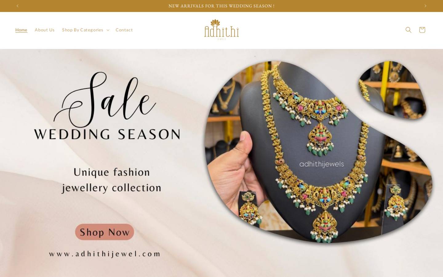 adhithijewels.com homepage screenshot