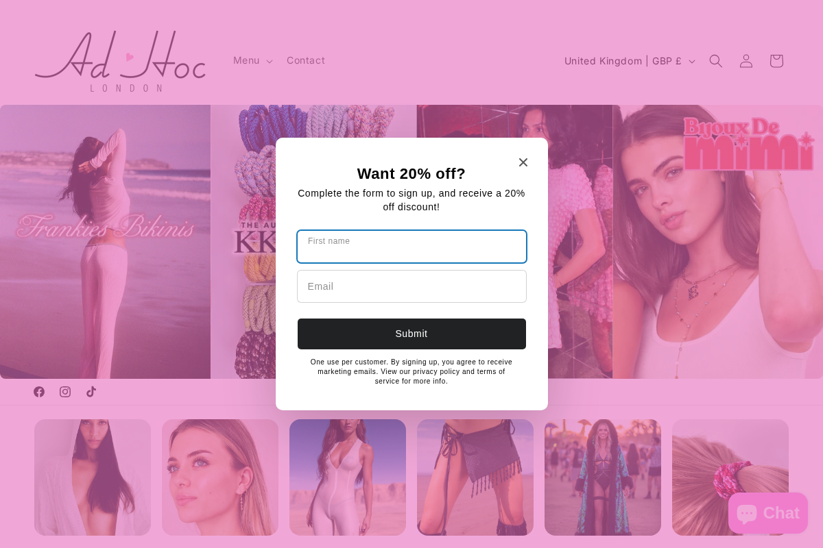 Adhoclondon homepage screenshot