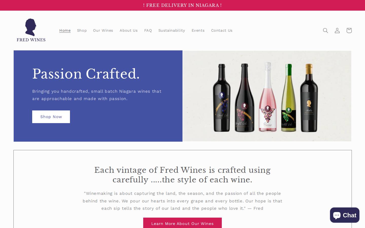 adhocwines.ca homepage screenshot