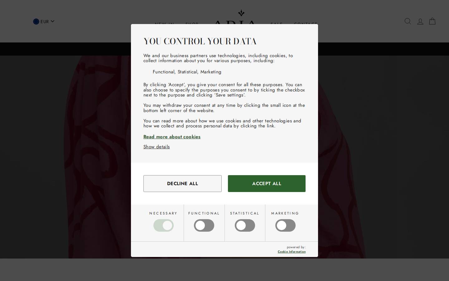 ADIA Fashion homepage screenshot