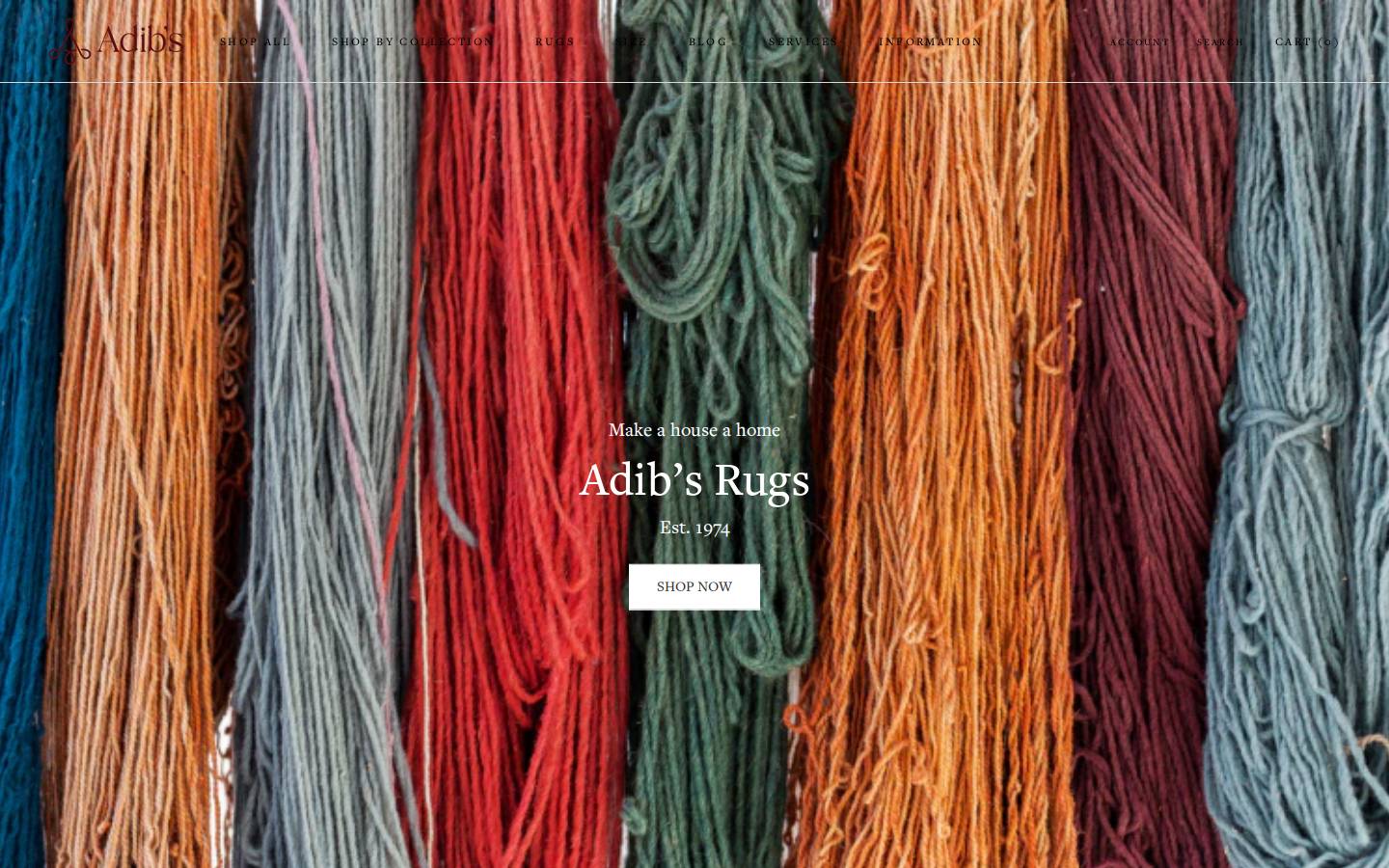 Adib's Persian Rug Co homepage screenshot