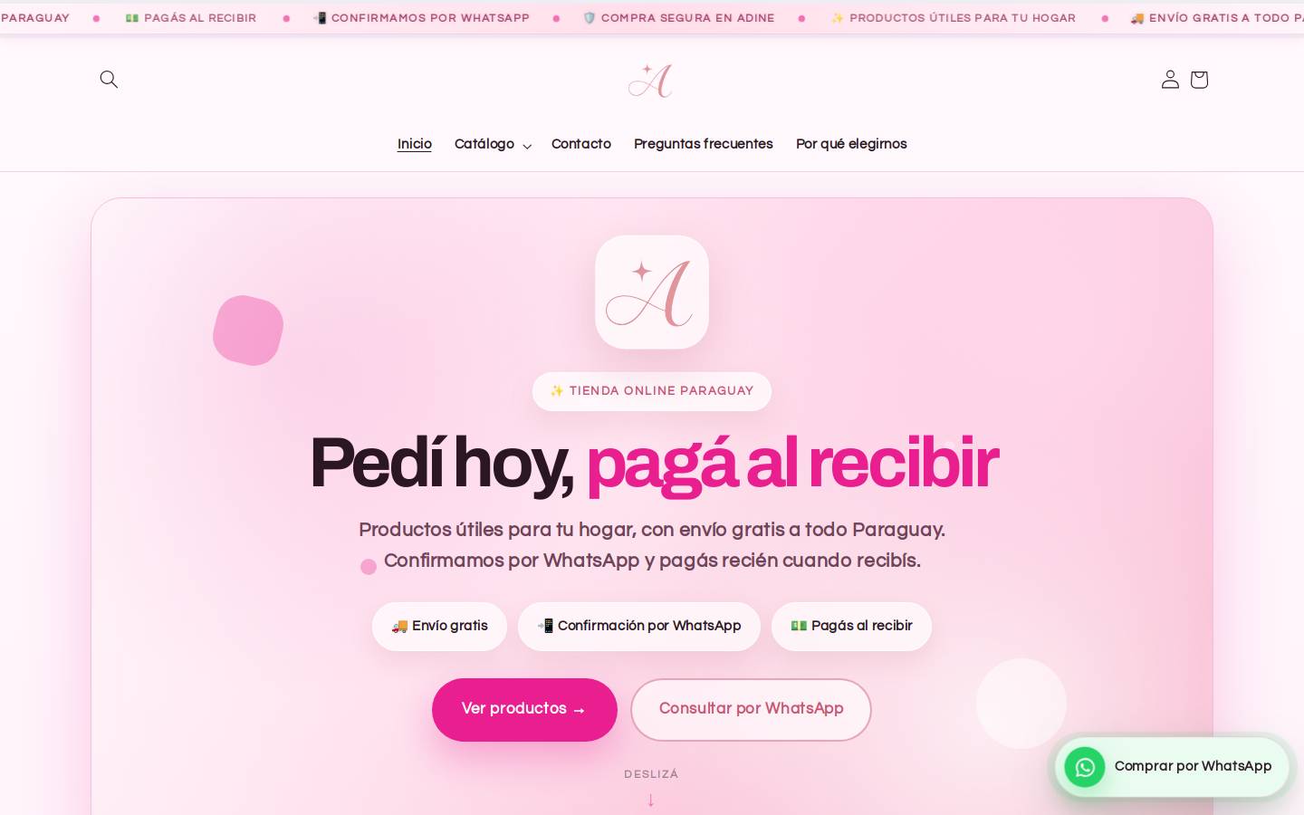 adine.store homepage screenshot