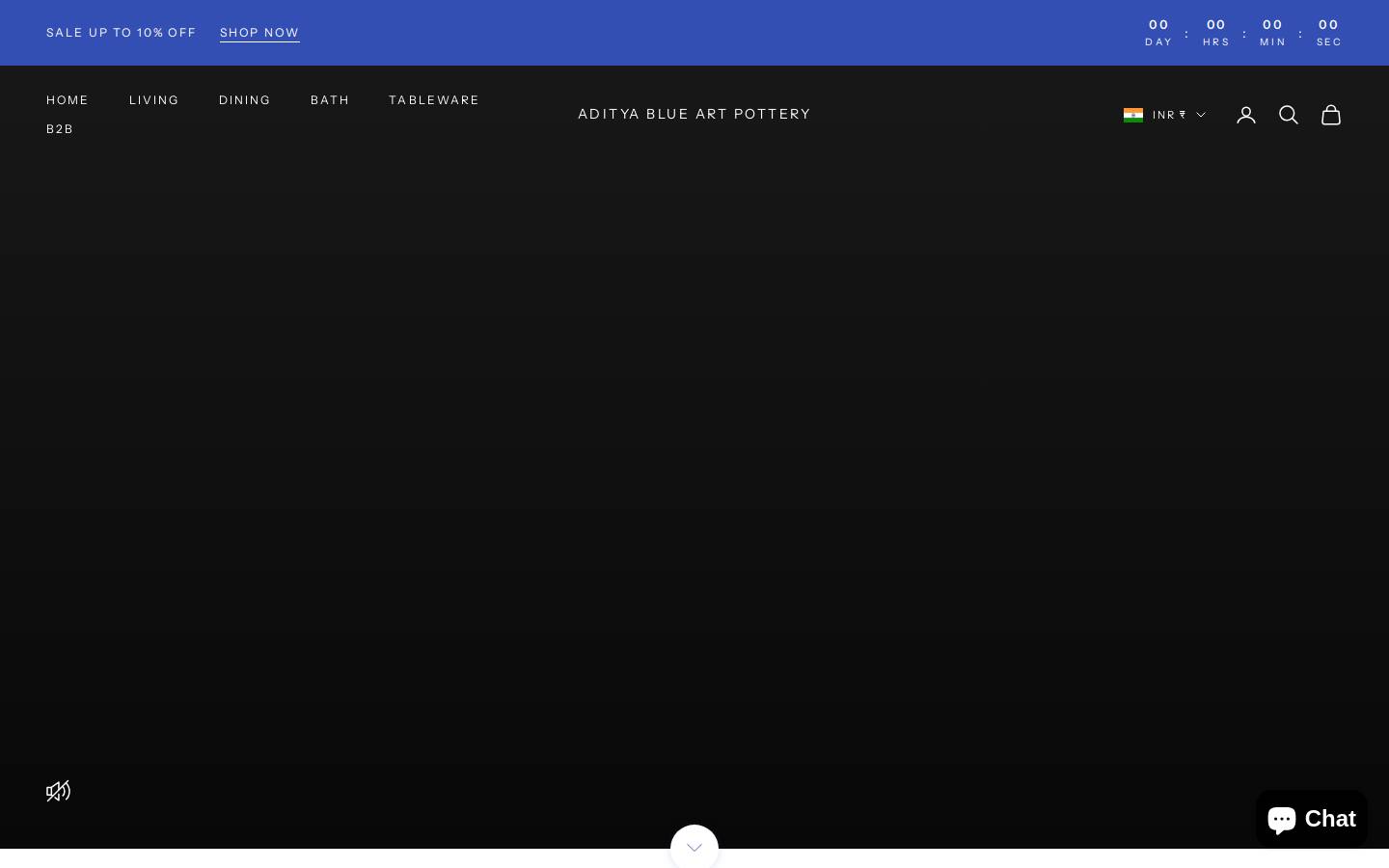 adityablueartpottery.com homepage screenshot