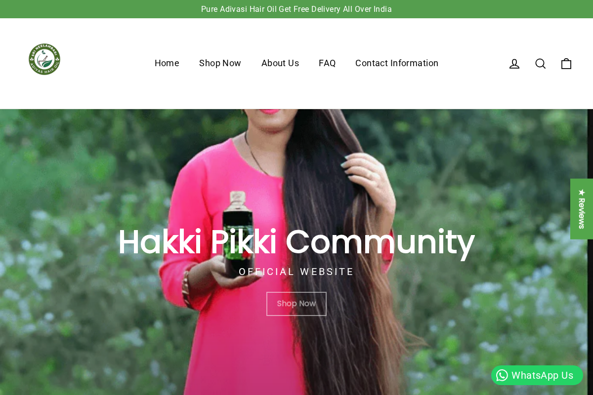 Adivasi Hair Oil homepage screenshot