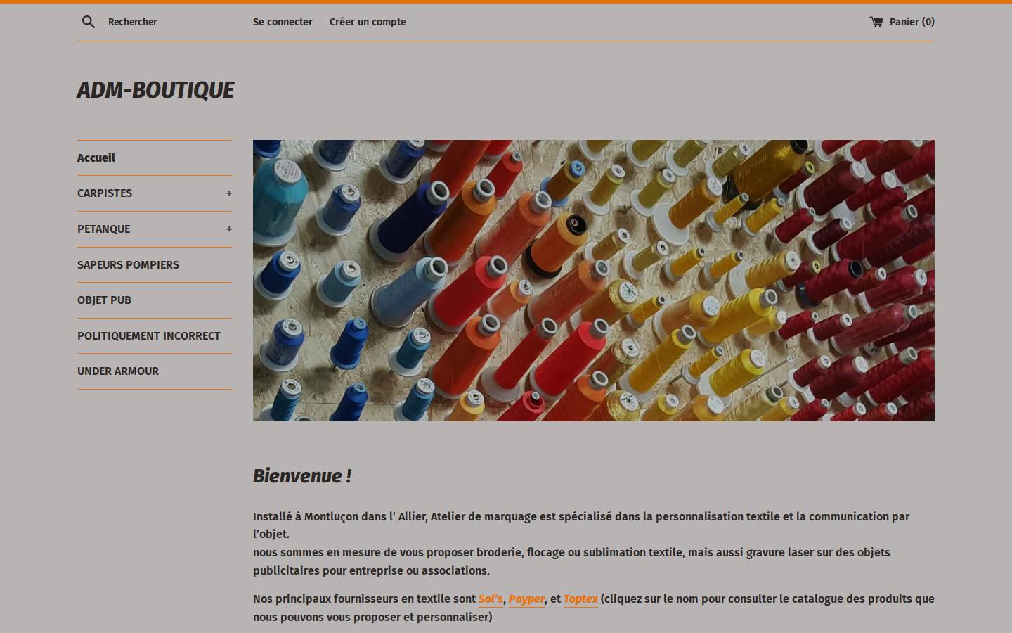 adm-boutique.com homepage screenshot