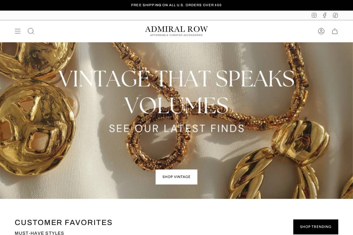 Admiral Row homepage screenshot