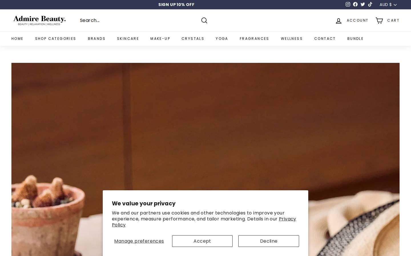 admirebeauty.com.au homepage screenshot