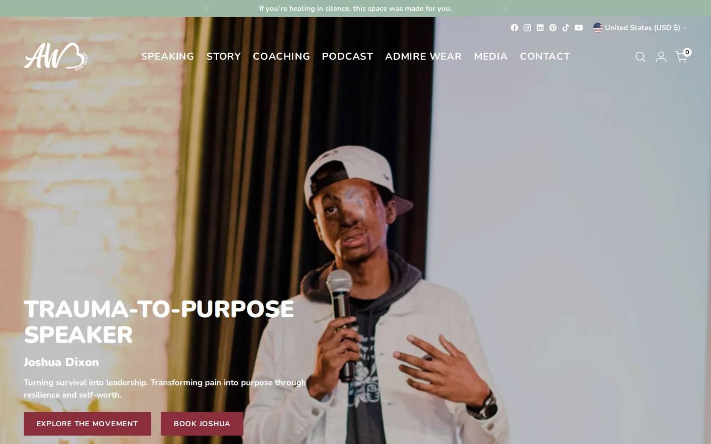 admirewear.com homepage screenshot