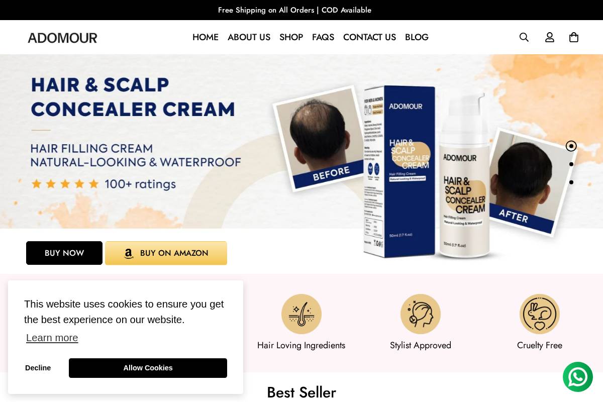 adomour.com homepage screenshot