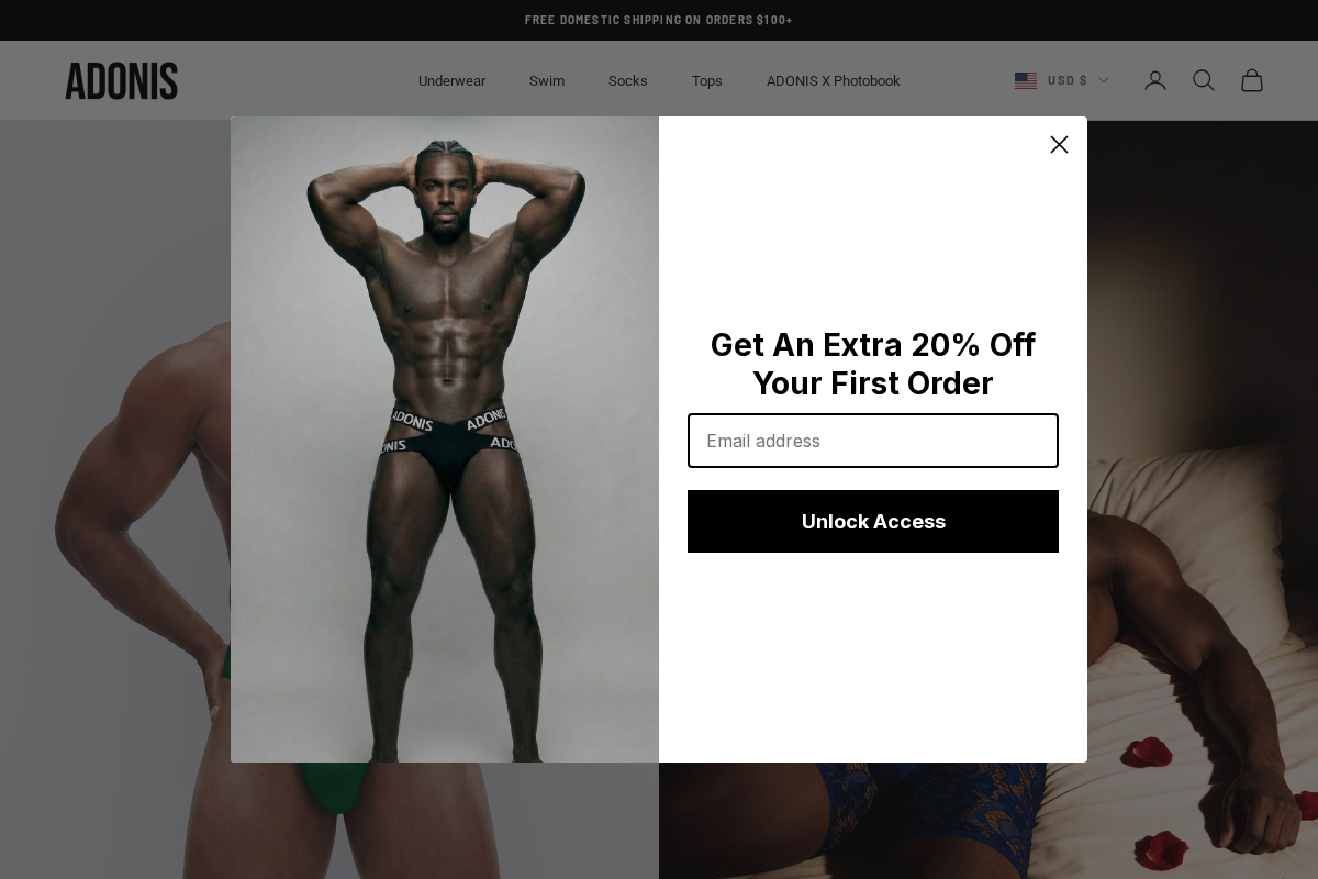 adonisunderwear.com homepage screenshot