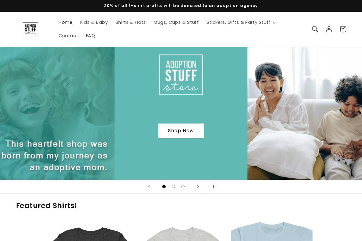 adoptionstuffstore.com homepage screenshot