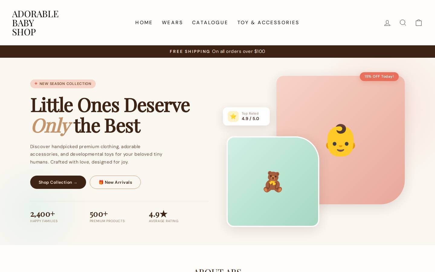 adorablebabyshop.com homepage screenshot