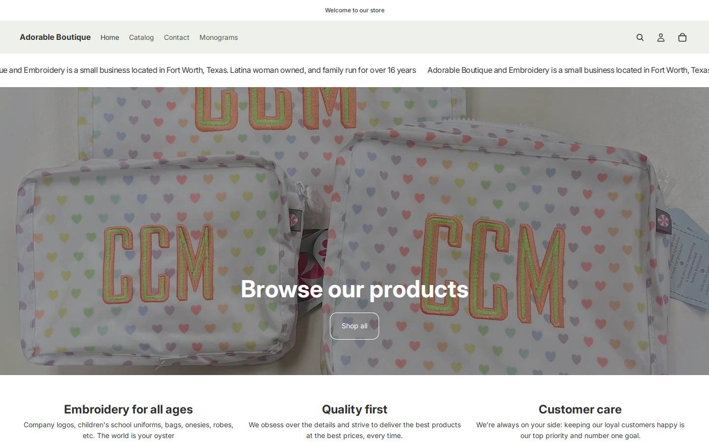 adorableboutique.com homepage screenshot