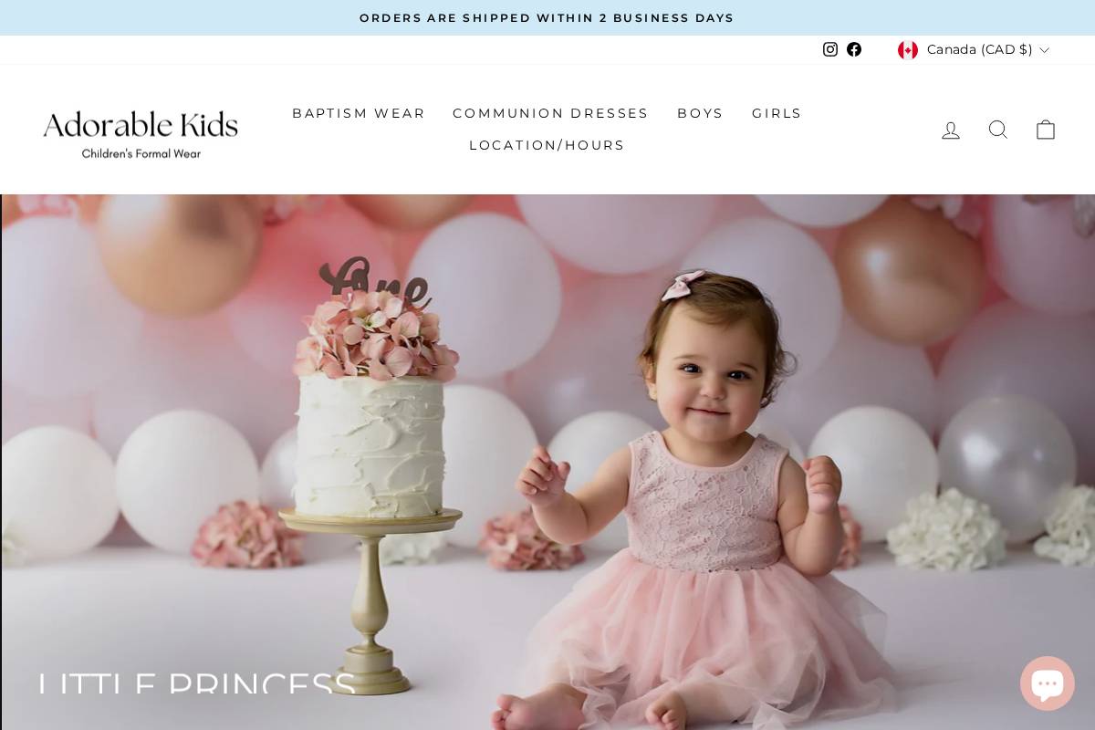adorablekids.ca homepage screenshot