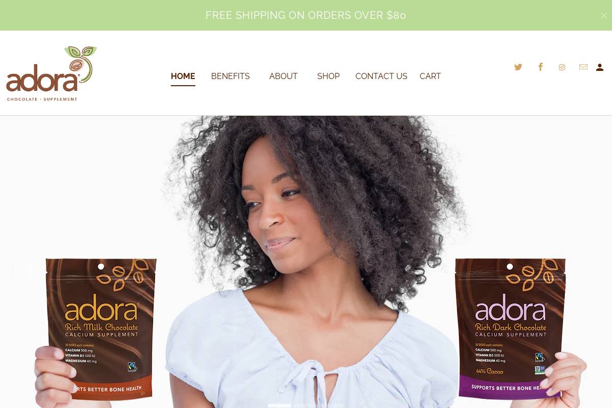 adorasupplements.com homepage screenshot