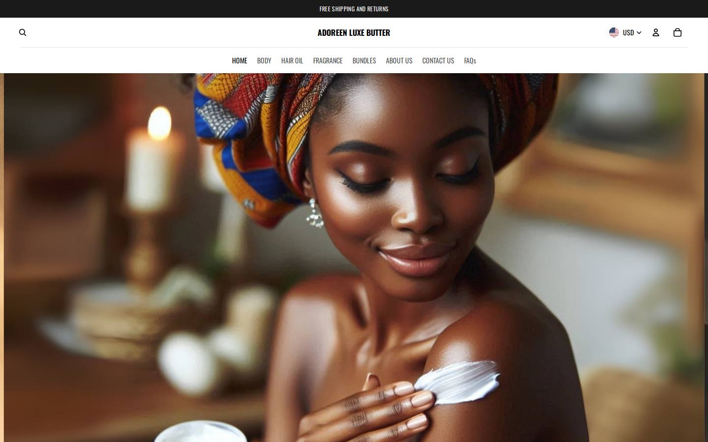 adoreenluxebutter.com homepage screenshot