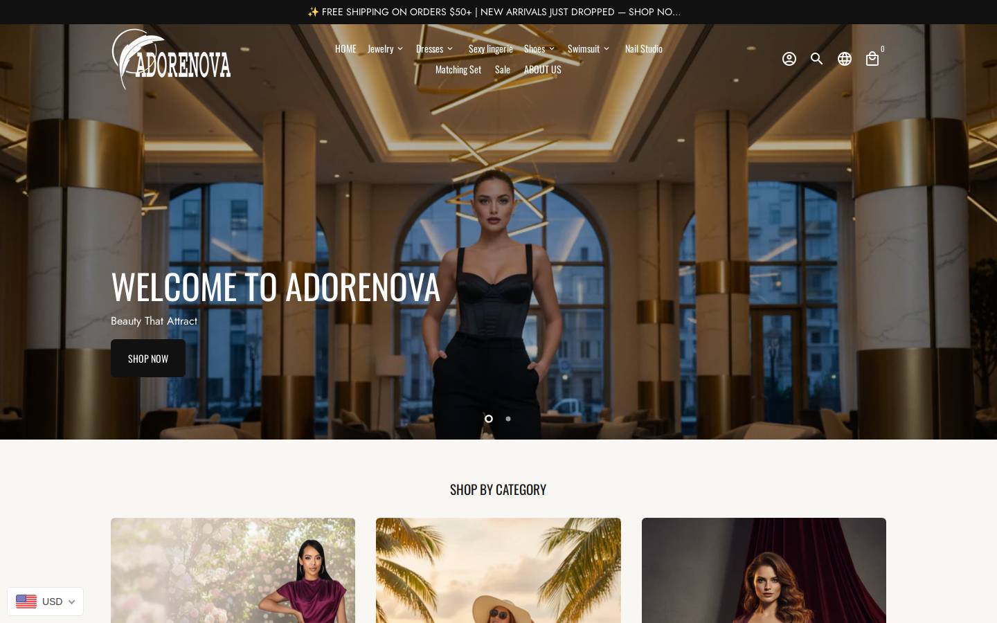 adorenova.com homepage screenshot