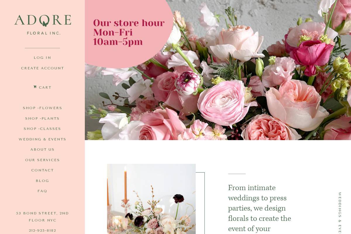 adorenyc.com homepage screenshot