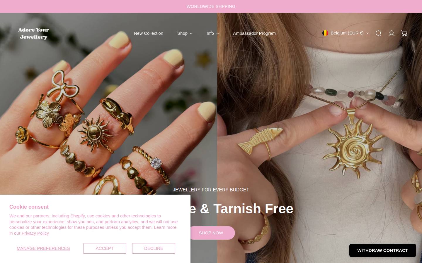 adoreyourjewellery.com homepage screenshot