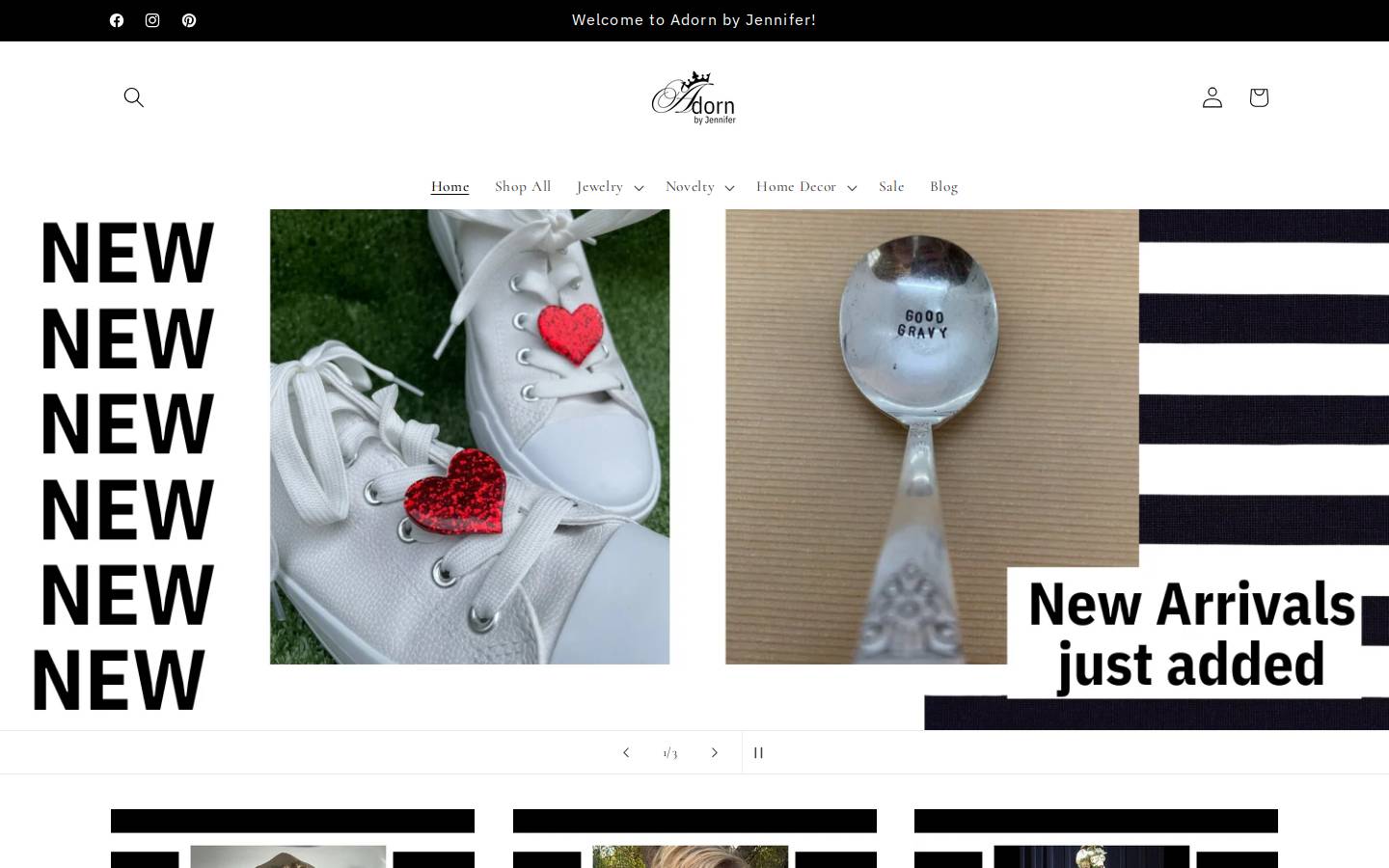 adornbyjennifer.com homepage screenshot